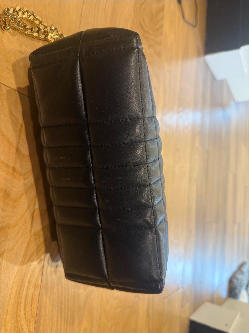 Burberry Black Quilted Leather Shoulder Bag with Gold Chain and TB Logo - Picture 7 of 15